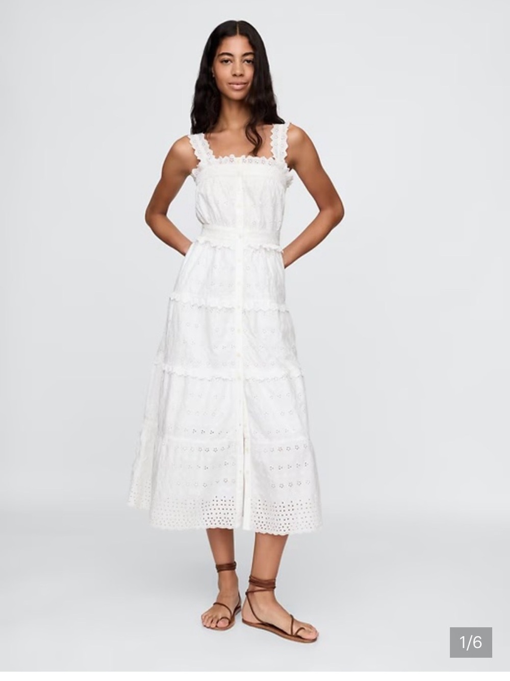 NWT Doen x GAP White Eyelet Tiered Midi Dress size Large